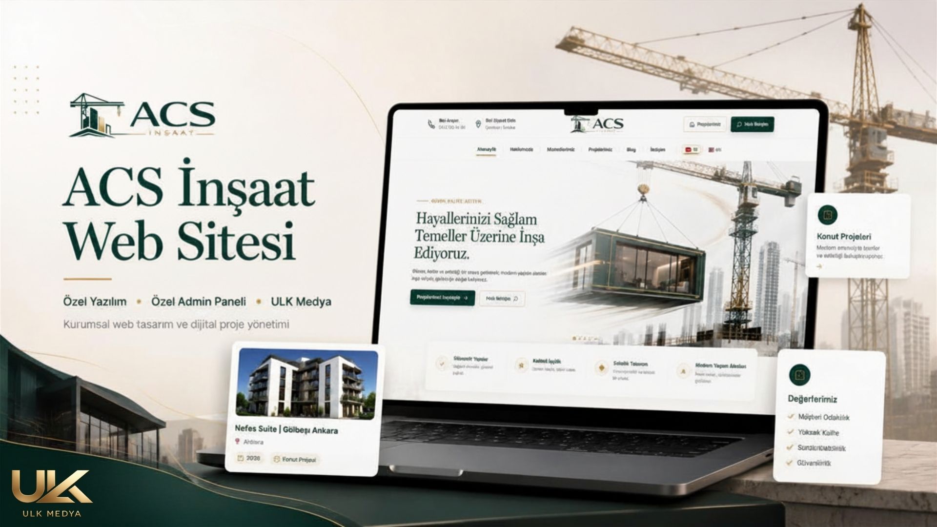 ACS İnşaat Web Sitesi ve Özel Yazılım Projesi | ULK Medya